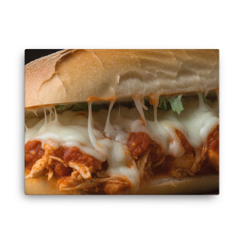 Hearty Chicken Parmesan on a Ciabatta Roll canvas - Posterfy.AI