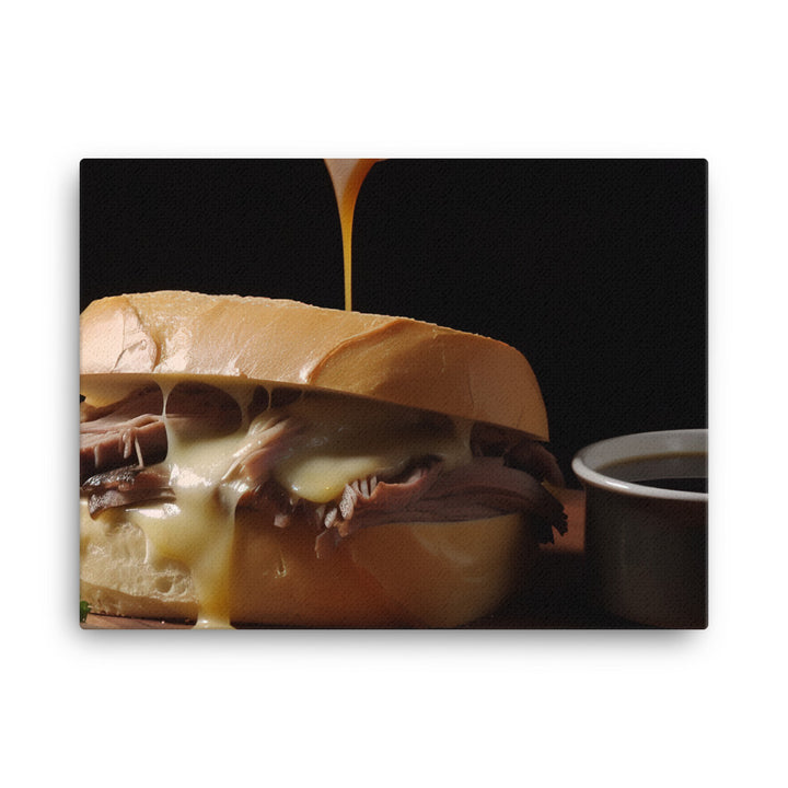 French Dip Sandwich with Au Jus canvas - Posterfy.AI