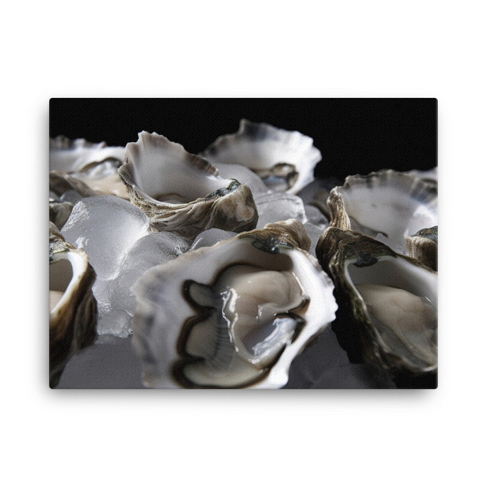 Freshly Shucked Pacific Oysters on Ice canvas - Posterfy.AI