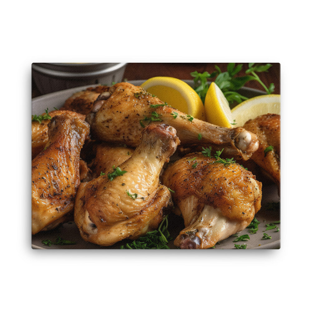 Freshly Cooked Lemon Pepper Chicken Wings canvas - Posterfy.AI