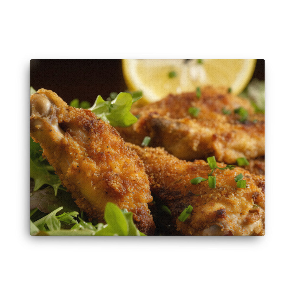 Crispy and Zingy Lemon Pepper Chicken Wings canvas - Posterfy.AI