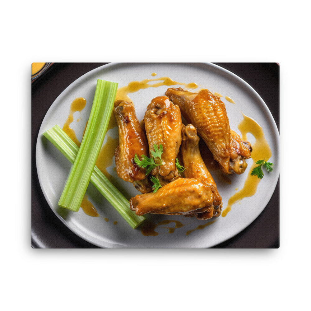 Honey Mustard Chicken Wings with Celery Sticks canvas - Posterfy.AI