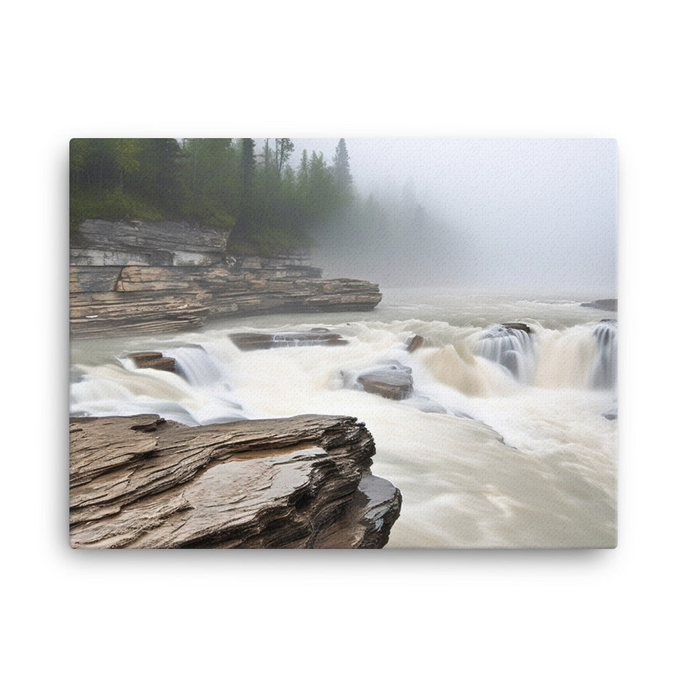 Elegance of Athabasca Falls canvas - Posterfy.AI