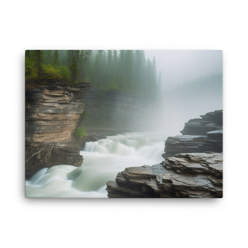 Elegance of Athabasca Falls canvas - Posterfy.AI