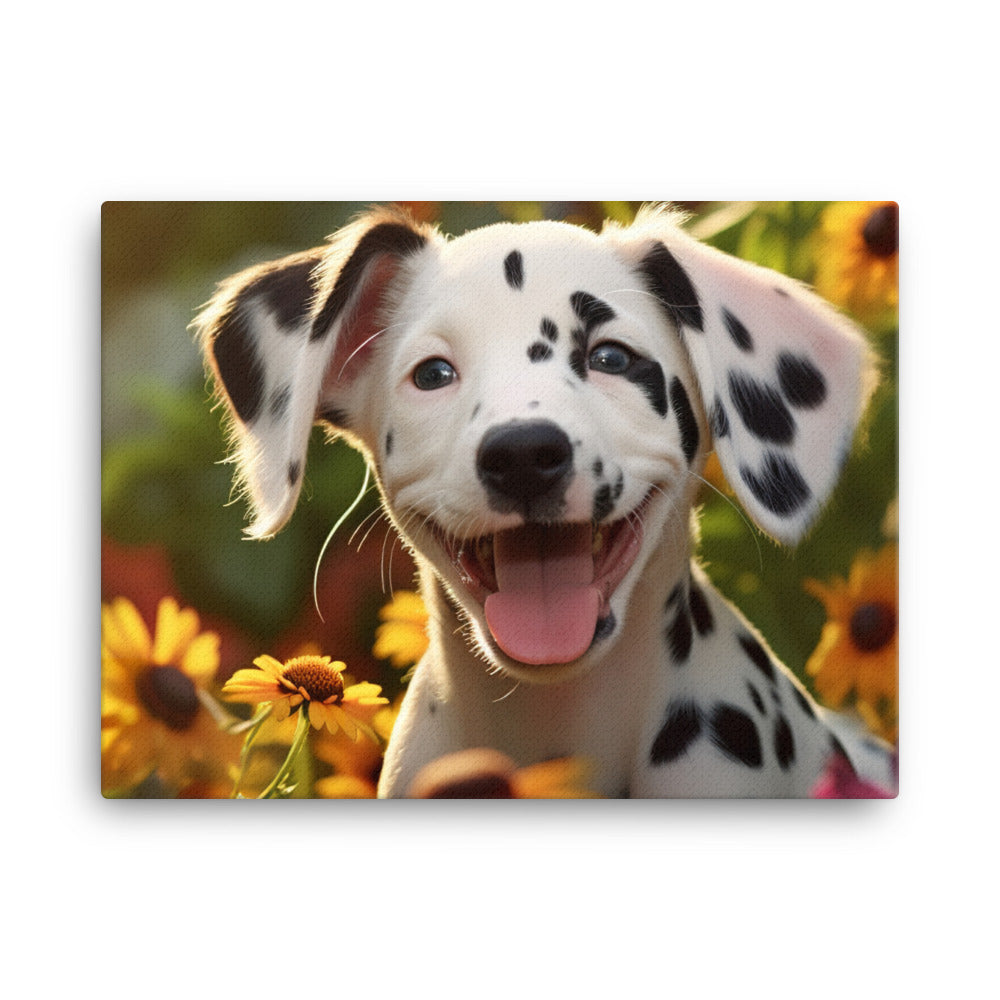 Dalmatian Pup in the Garden canvas - Posterfy.AI