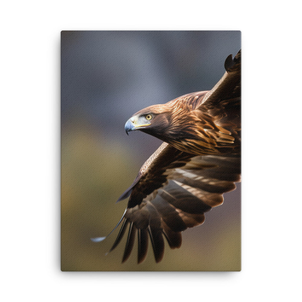 A Golden Eagle in mid flight Canvas - PosterfyAI.com