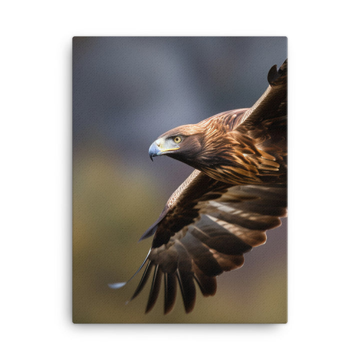 A Golden Eagle in mid flight Canvas - PosterfyAI.com