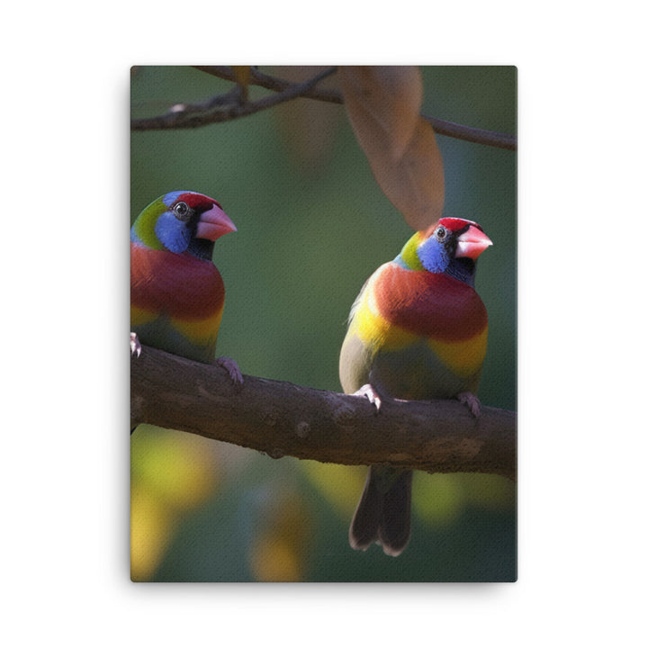 Rainbow Finches in the Wild Canvas - PosterfyAI.com