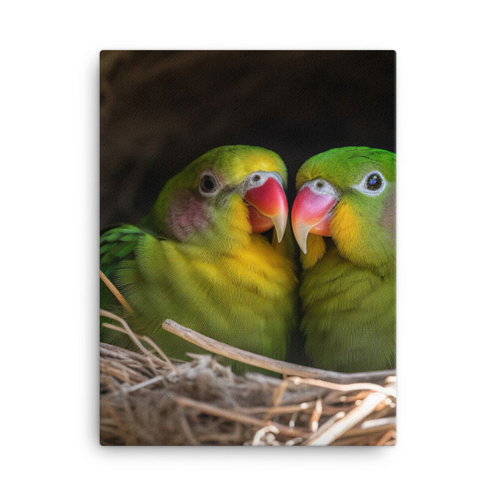 Lovebirds Nesting Canvas - PosterfyAI.com