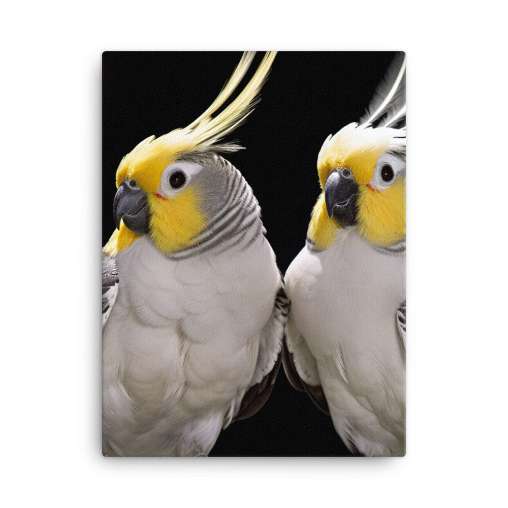 Graceful Cockatiels Canvas - PosterfyAI.com
