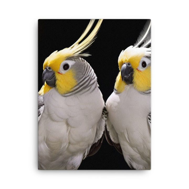 Graceful Cockatiels Canvas - PosterfyAI.com