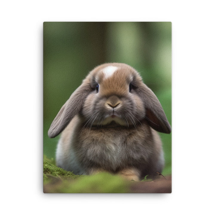 Serene Mini Lop Bunny in a Forest Canvas - PosterfyAI.com