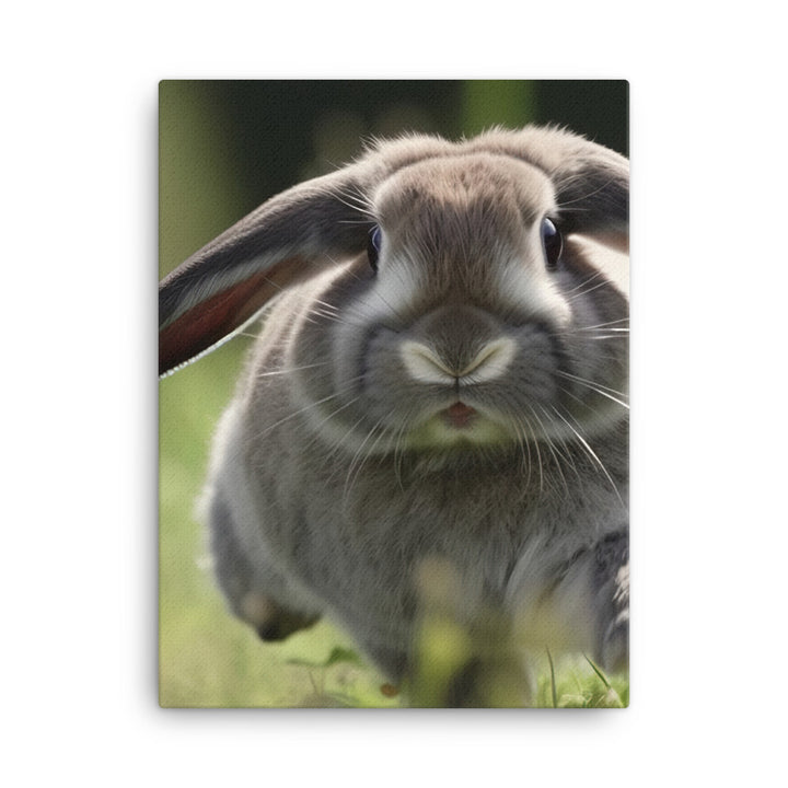 Playful Mini Lop Bunny in a Meadow Canvas - PosterfyAI.com