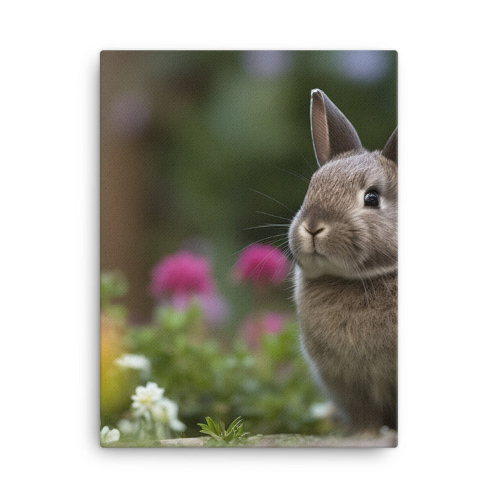 Netherland Dwarf in the Garden Canvas - PosterfyAI.com
