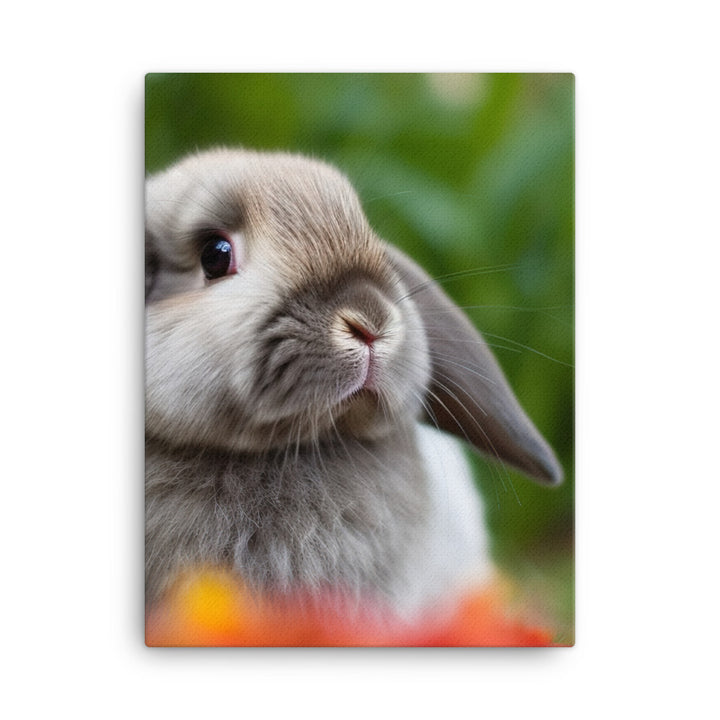 Adorable Mini Lop Bunny in a Garden Canvas - PosterfyAI.com
