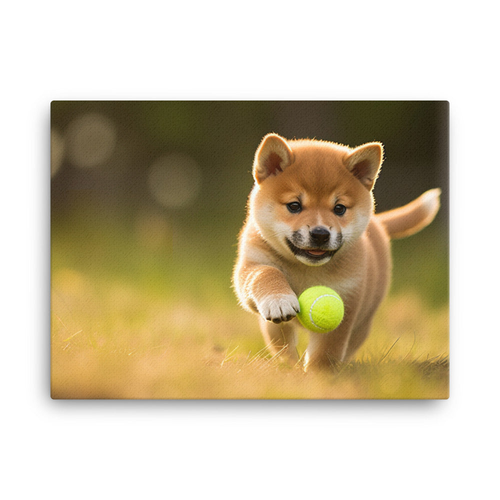 Shiba Inu Pup Playing canvas - Posterfy.AI