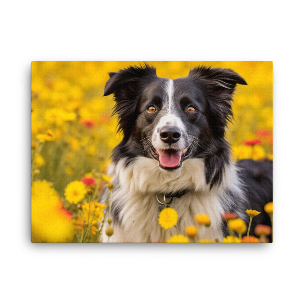 Border Collie in Bloom canvas - Posterfy.AI