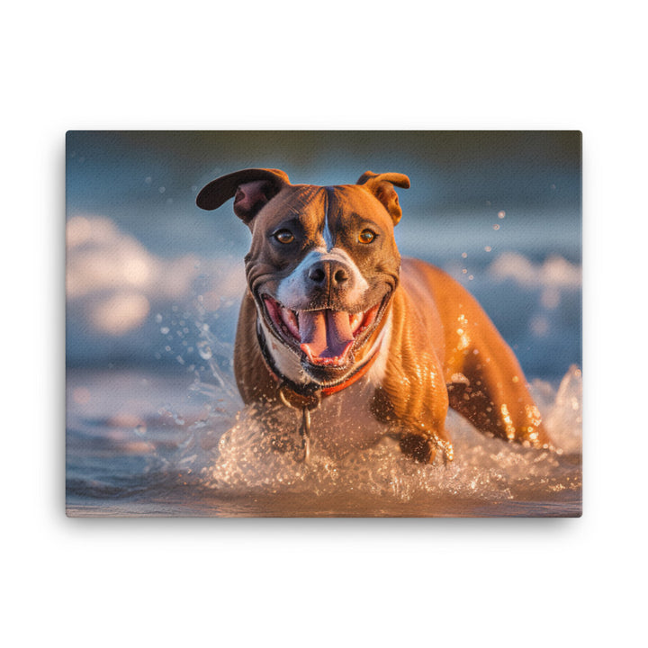 Playful American Staffordshire Terrier canvas - Posterfy.AI