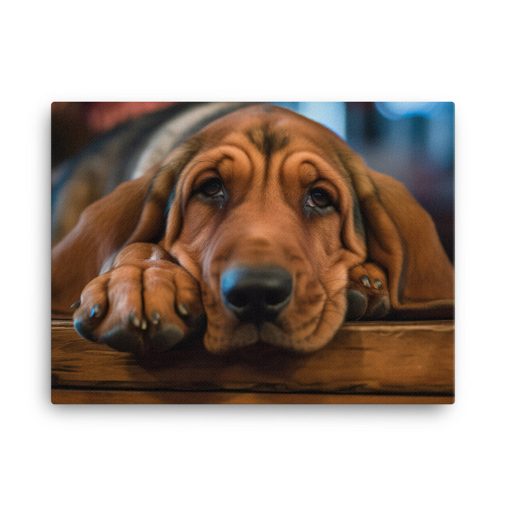 Cuddles with a Bloodhound canvas - Posterfy.AI