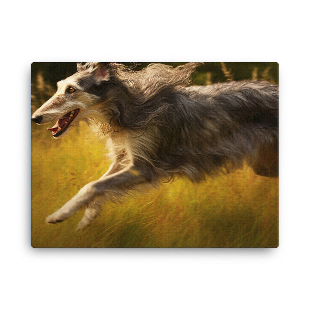 Graceful Scottish Deerhound in Action canvas - Posterfy.AI