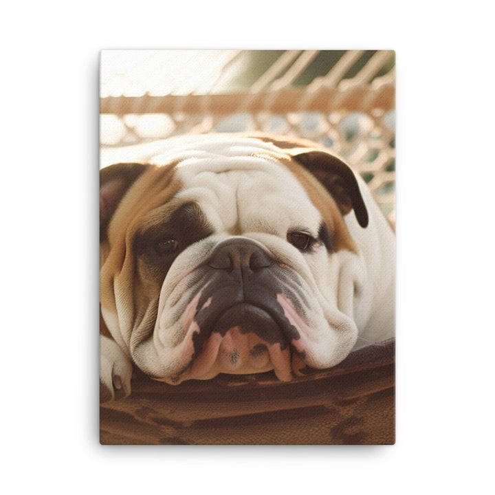 Relaxing Bulldog in the Hammock Canvas - PosterfyAI.com