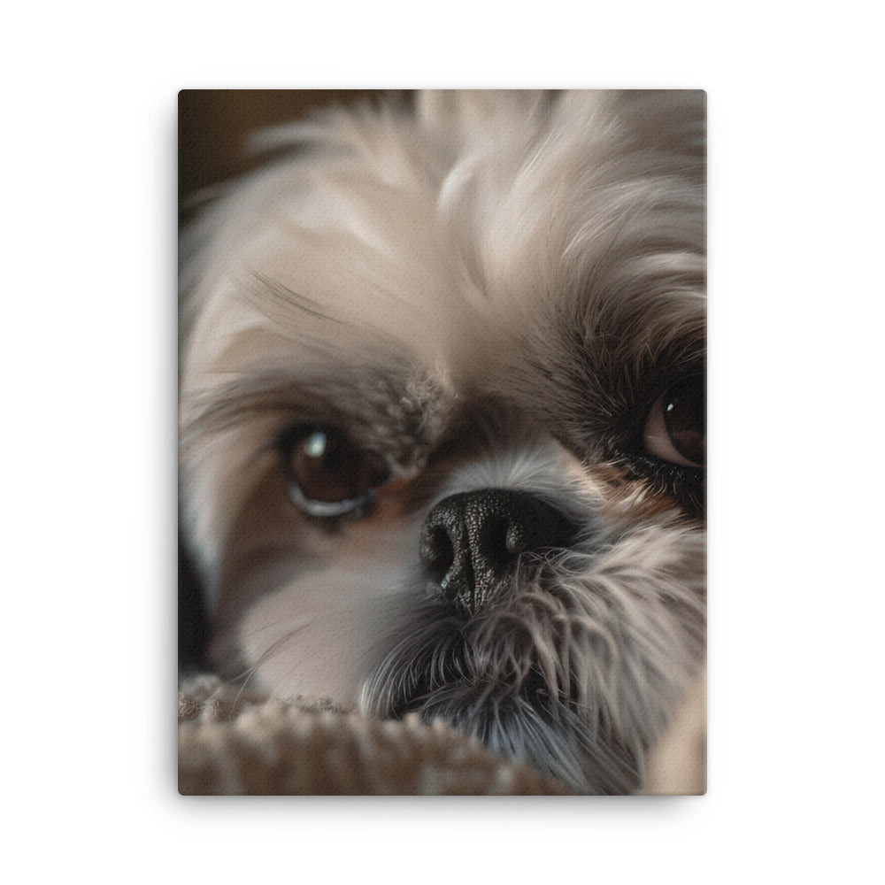 Relaxed Shih Tzu in a Cozy Home Canvas - PosterfyAI.com