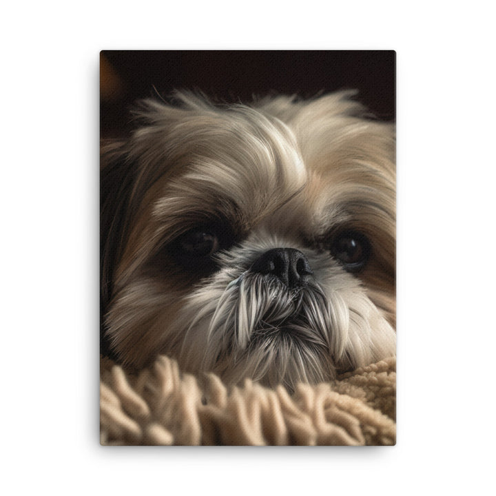 Relaxed Shih Tzu in a Cozy Home Canvas - PosterfyAI.com