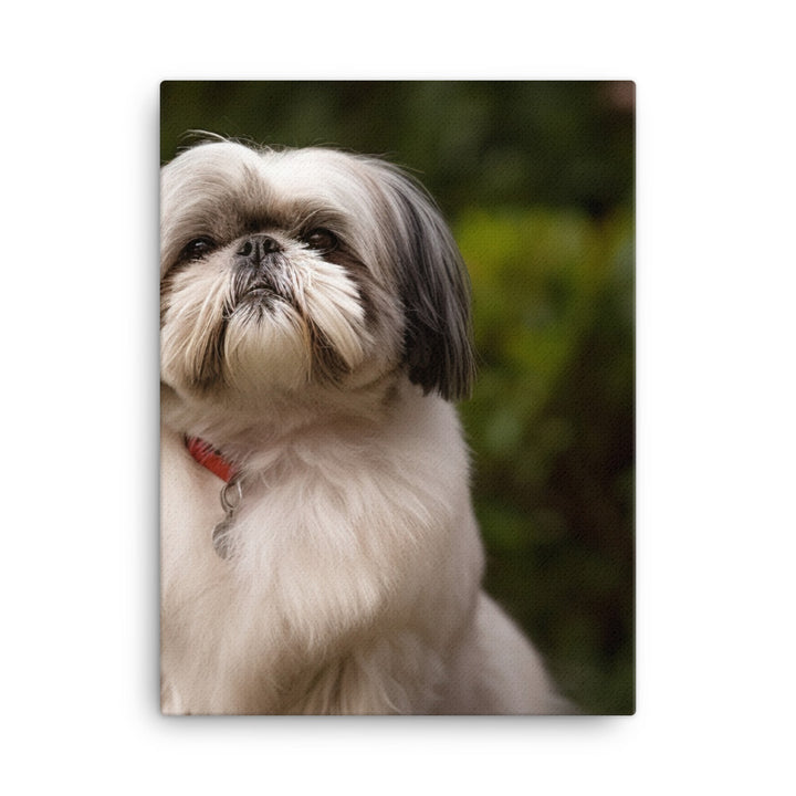 Regal Shih Tzu Posing in the Garden Canvas - PosterfyAI.com