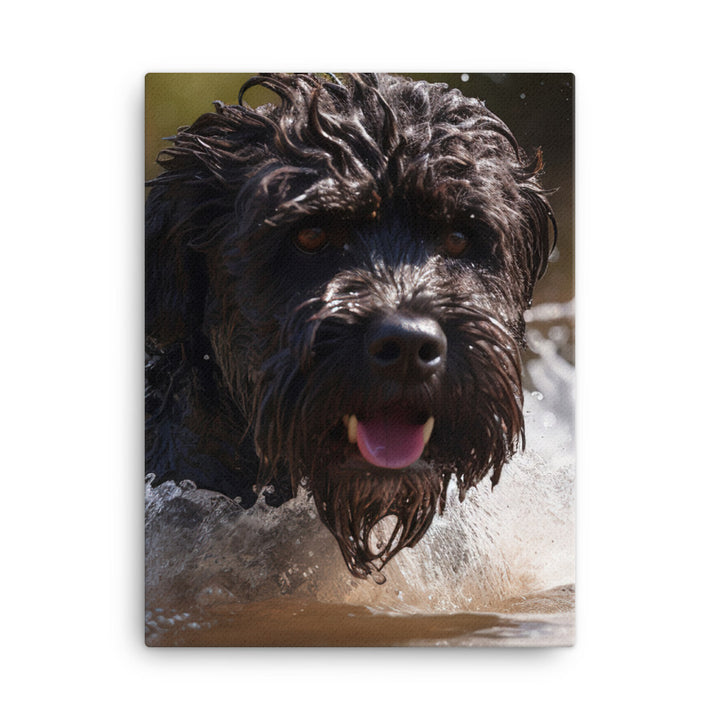 Portuguese Water Dog playing Canvas - PosterfyAI.com