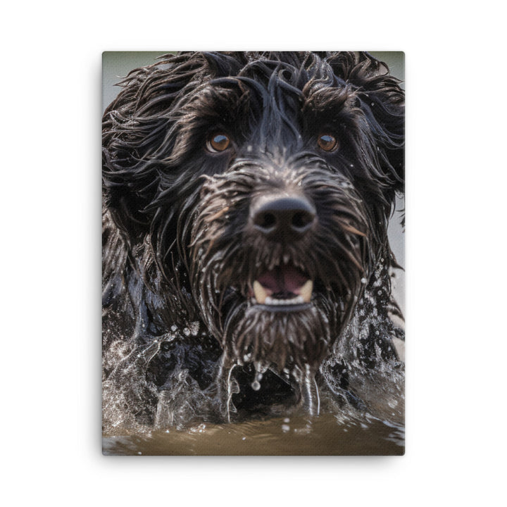 Portuguese Water Dog playing Canvas - PosterfyAI.com