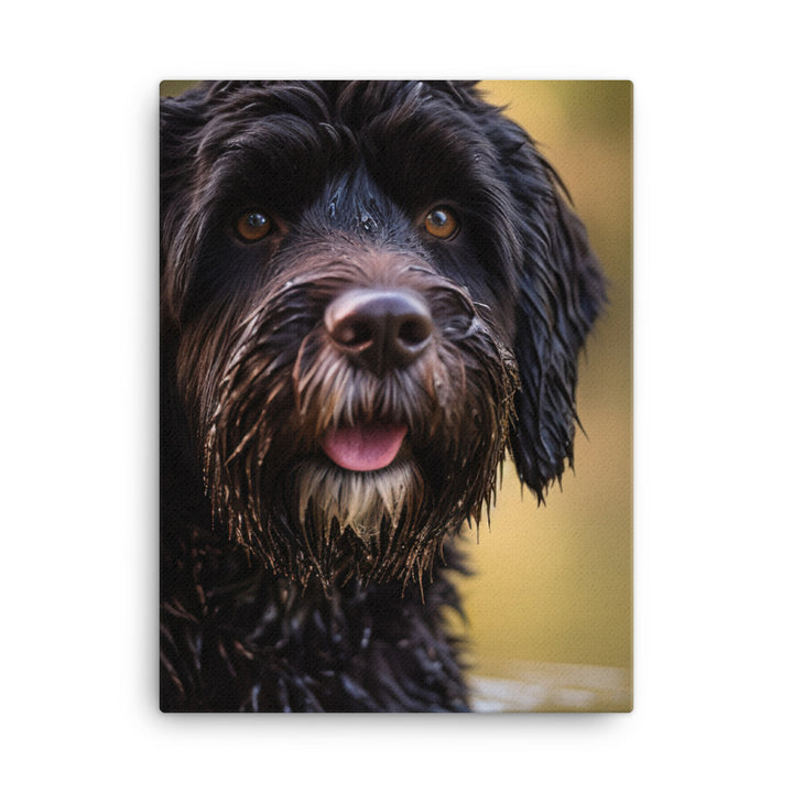 Portrait of a Portuguese Water Dog Canvas - PosterfyAI.com