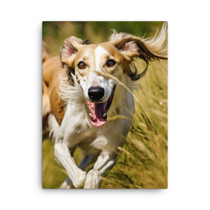 Playful Saluki Canvas - PosterfyAI.com