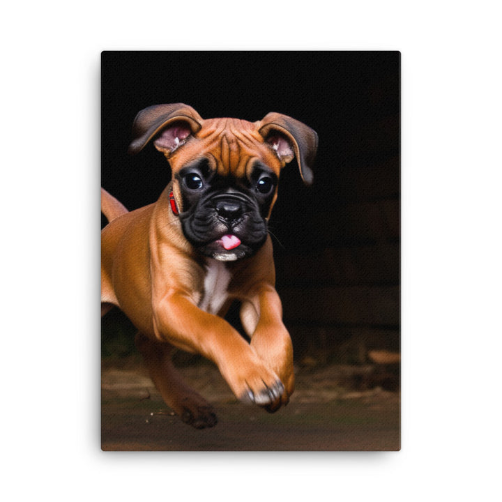 Playful Boxer Pup Canvas - PosterfyAI.com