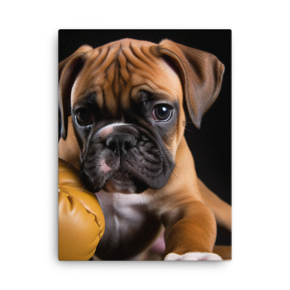 Playful Boxer Pup Canvas - PosterfyAI.com