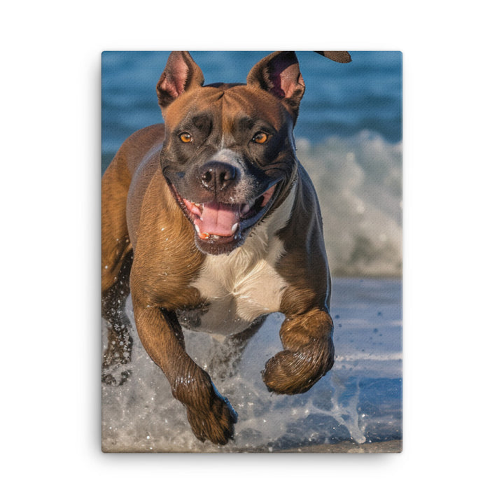 Playful American Staffordshire Terrier Canvas - PosterfyAI.com
