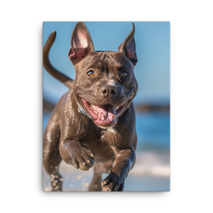 Playful American Staffordshire Terrier Canvas - PosterfyAI.com