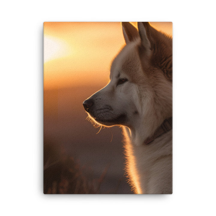 Noble Akita Gazing at the Sunset Canvas - PosterfyAI.com