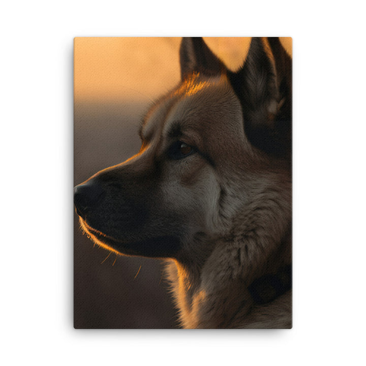 Noble Akita Gazing at the Sunset Canvas - PosterfyAI.com
