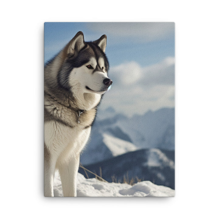 Majestic Alaskan Malamute in the Snow Canvas - PosterfyAI.com
