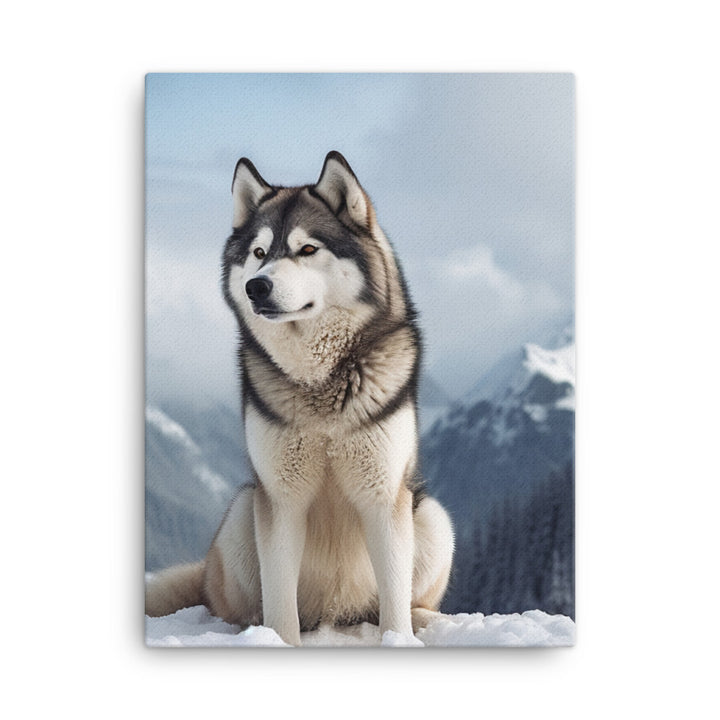 Majestic Alaskan Malamute in the Snow Canvas - PosterfyAI.com