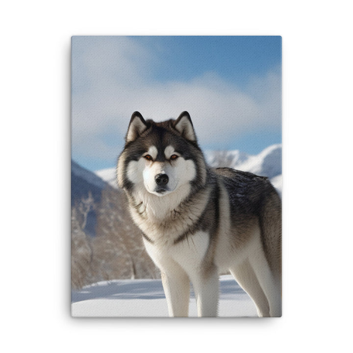 Majestic Alaskan Malamute in the Snow Canvas - PosterfyAI.com