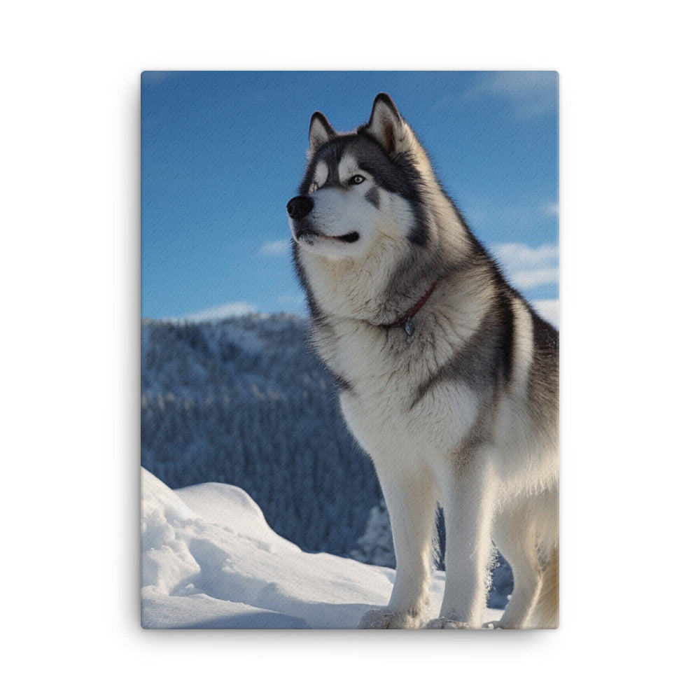 Majestic Alaskan Malamute in the Snow Canvas - PosterfyAI.com