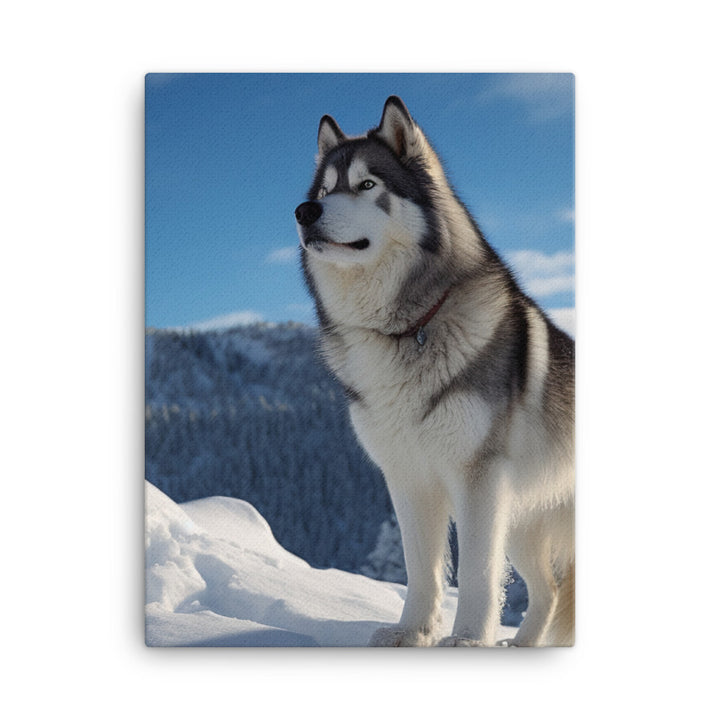 Majestic Alaskan Malamute in the Snow Canvas - PosterfyAI.com