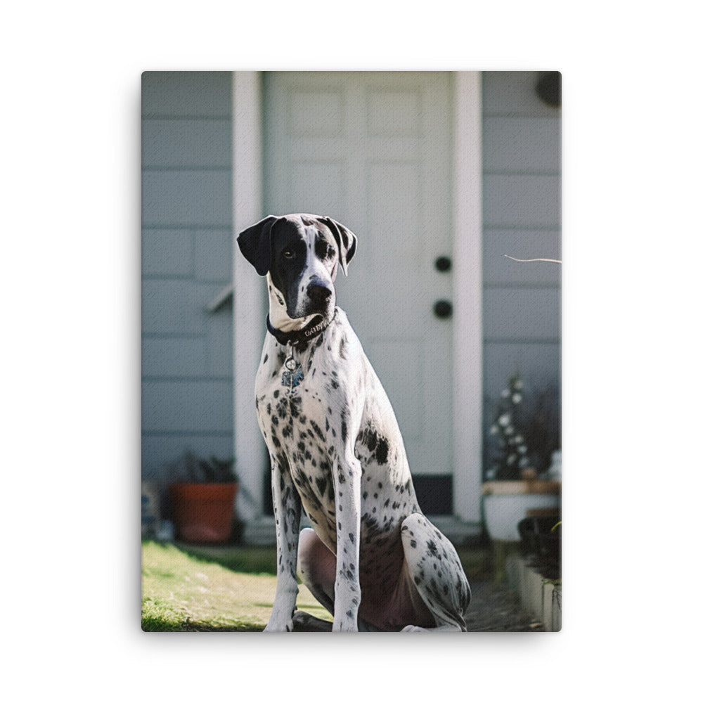 Loyal Great Dane Protecting His Home Canvas - PosterfyAI.com