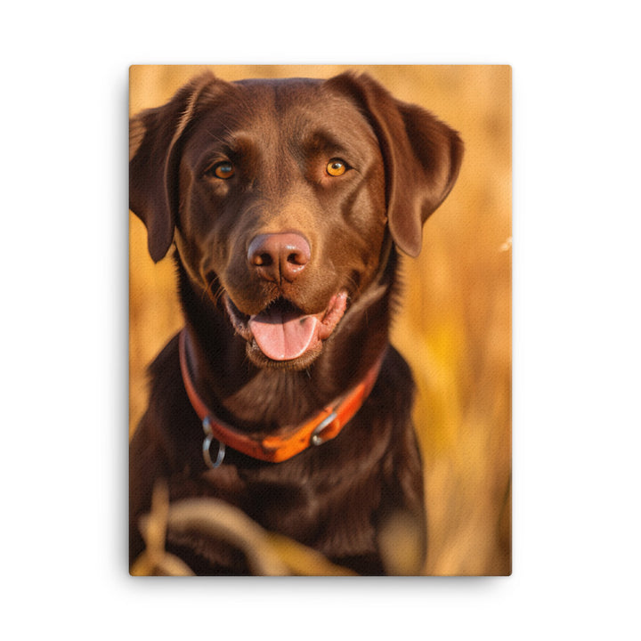 Labrador Retriever Posing in a Field Canvas - PosterfyAI.com
