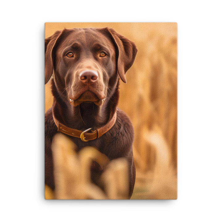 Labrador Retriever Posing in a Field Canvas - PosterfyAI.com
