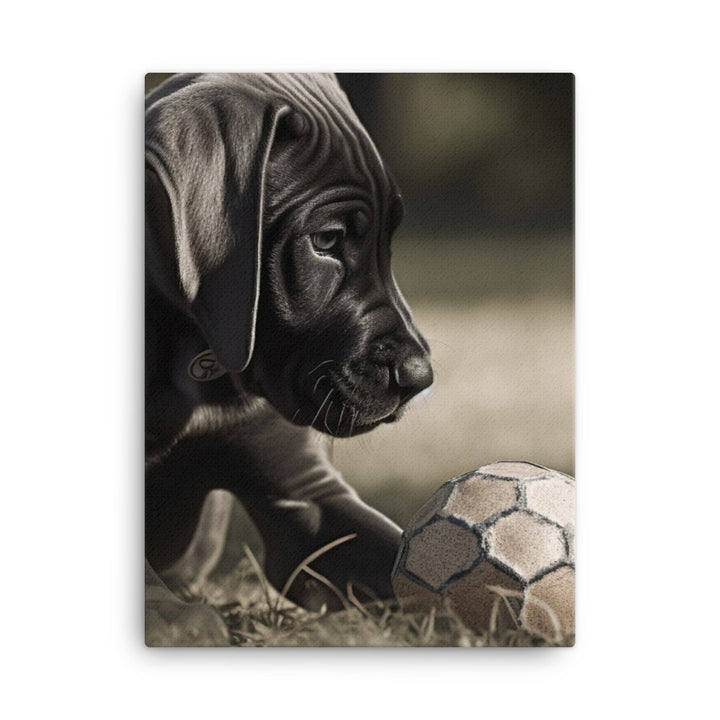 Great Dane Pup Playing with a Ball Canvas - PosterfyAI.com