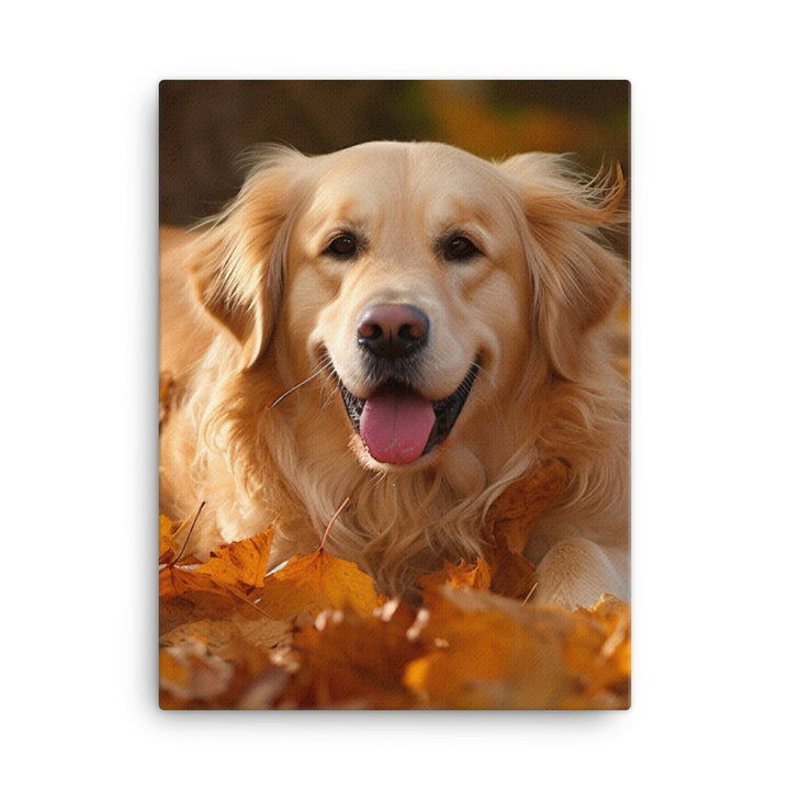Golden Retriever in the Fall Canvas - PosterfyAI.com