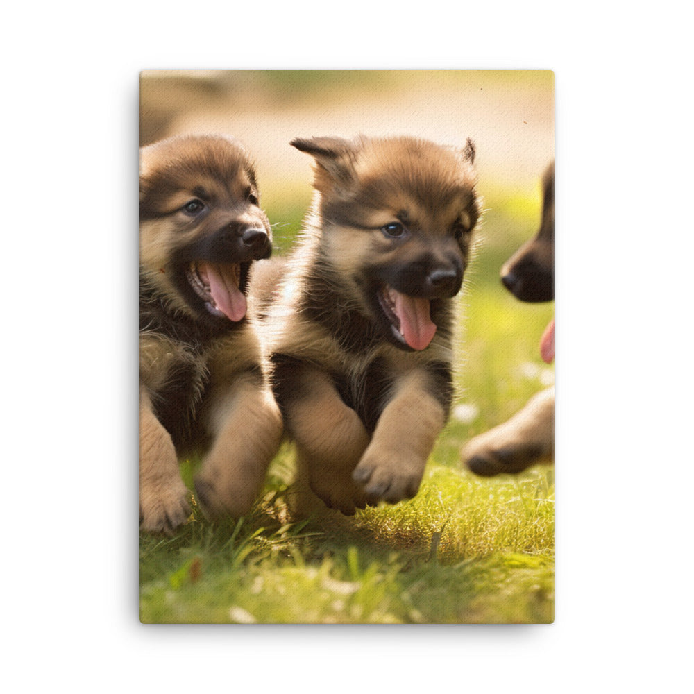 German Shepherd Puppies Canvas - PosterfyAI.com