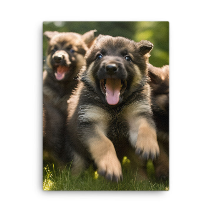 German Shepherd Puppies Canvas - PosterfyAI.com
